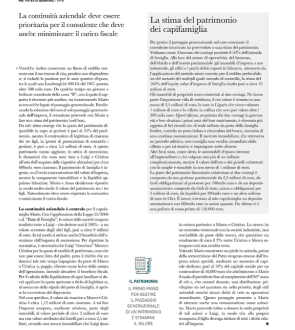 La stima del patrimonio dei capifamiglia