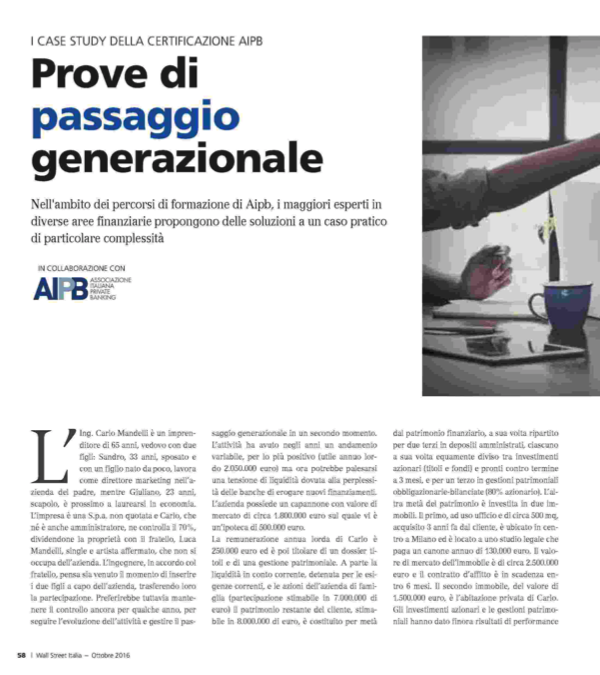 Prove di passaggio generazionale