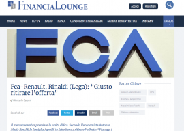 Fca-Renault, Rinaldi (Lega): “Giusto ritirare l’offerta”