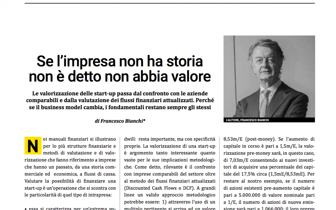 Se l’impresa non ha storia non è detto non abbia valore